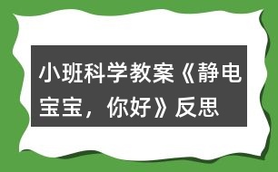 小班科學(xué)教案《靜電寶寶，你好》反思