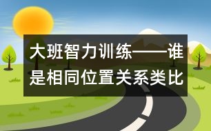 大班智力訓(xùn)練――誰(shuí)是相同位置關(guān)系（類比、空間、創(chuàng)造、語(yǔ)言）